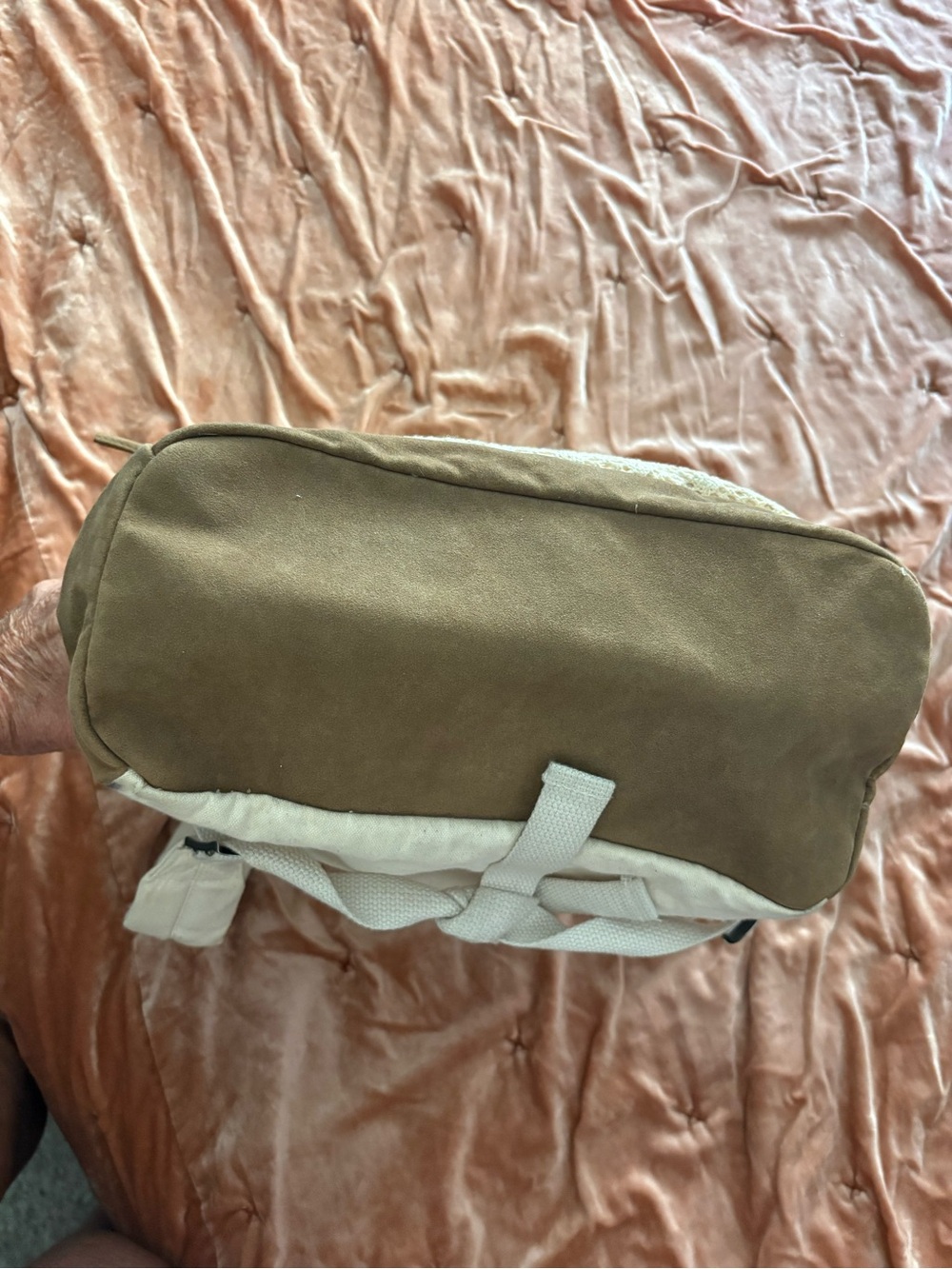 Roxy Cream Crochet Front Backpack with Tan Suede Base - Picture 3 of 9